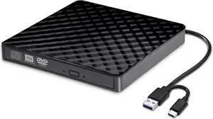 External DVD Drive, USB 3.0 External CD Drive, Portable CD/DVD +/-RW Drive DVD Player for Laptop CD ROM Burner, USB CD/DVD Externel for Laptop Desktop PC Windows 11/10/8/7 Linux Mac OS