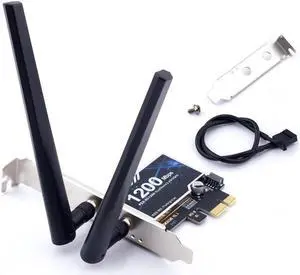 DERAPID PCE-AC1200 PCIe WiFi Card for Desktop Wifi Bluetooth Card Dual Band PCI-E X1 Wireless Network Card 1200Mbps (2.4Ghz and 5Ghz) for Gaming Streaming Supports Windows 11/10, 8, 7 (32/64bit)