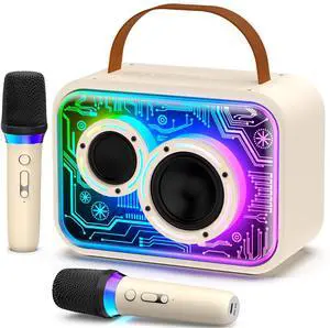 JYX Mini Karaoke Machine for Kids Aldults, Karaoke Speaker with RGB Light, Portable Bluetooth Speaker with Microphone, Fun Sound Effects, Home Party Karaoke System for Gifts