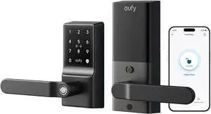 eufy Smart Lock C33, Keyless Fingerprint Door Lock with Handle, Integrated Wi-Fi, Remote Control via App, Biometric Entry Knob, Auto-Locking, IP53 Waterproof (2025 New Version)