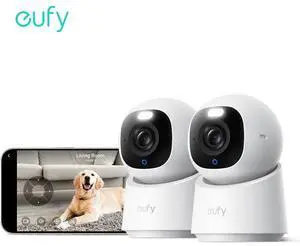 eufy Indoor Cam E30 2-Cam Kit, Latest Generation, 4K UHD Security Camera, Pet/Dog/Baby Camera with Phone app, Color Night Vision, Human/Pet Auto Tracking, 360 Pan-Tilt, Works with Homekit