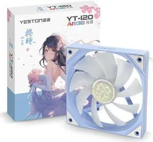 Yeston New Sakura ARGB LED 120mm Case Fan,Quiet Edition High Airflow Color LED Case Fan for PC Cases, CPU Coolers,Radiators SystemComputer Case Cooling Fan (Forward Fan) 3 Packs