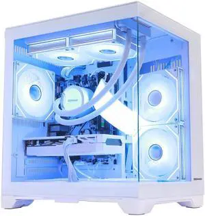 Hoengager Gaming PC -AMD Ryzen 7 5700X 3.4 GHz-RTX 5060 8GB-32GB DDR4 RAM-1TB M.2 SSD-240 Liquid Cooler -WIFI &Bluetooth -RGB Fans-Windows 11 Home Desktop 650W PSU-White
