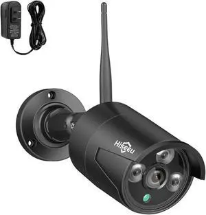 Hiseeu 5MP Black Camera Add on 5MP Security Camera, Waterproof Outdoor Indoor 3.6mm Lens IP Day & Night Vision with DC 12V Power Adapter Compatible 10CH 5MP WiFi Camera System