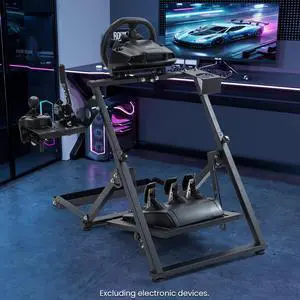 Minneer Racing Simulation Cockpit with Pulley Chair Fixing for Fanatec Thrustmaster Logitech G25 G27 G920 Gaming Racing Wheel Stand Shifter Wheel Pedals Not Included