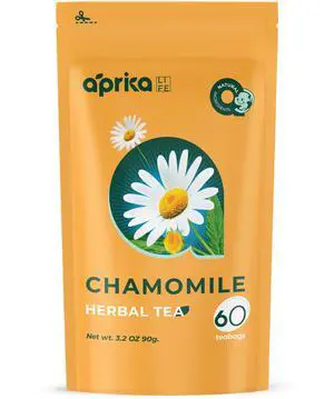 100% Pure Chamomile Tea - Only Flowers without Stems, Chamomile Tea Bags Caffeine Free, 60 count, Calming Tea Chamomile by Aprika Life