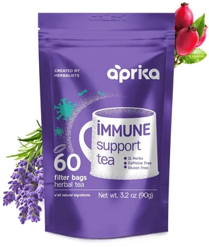 Aprika Life  Immune Support Tea with Soothing, Delicious Lemon Balm, Peppermint, Rose Hips, Chamomile, Lavender, Lemongrass. Rich in Vitamins & Antioxidants - 60 Bags