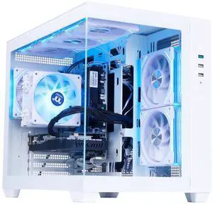 Mloong Gaming PC Desktop, AMD Ryzen 5 9600X 3.9 GHz (5.4Ghz Turbo), Radeon RX 9060 XT 8GB GDDR6, 1TB Gen4 NVMe SSD, 32GB 6000Mhz DDR5 RAM, 650W PSU, Wi-Fi, Win 11 Home Prebuilt PC, White