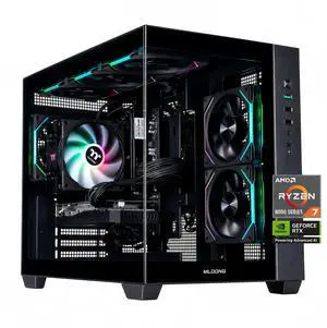 Mloong Gaming PC Desktop, AMD Ryzen 7 8700F 4.1 GHz (5.0Ghz Turbo), NVIDIA RTX 5060 Ti 8GB GDDR7, 1TB Gen4 NVMe SSD, 16GB 6000Mhz DDR5 RAM, 650W PSU, Wi-Fi, Win 11 Home Prebuilt PC, Black