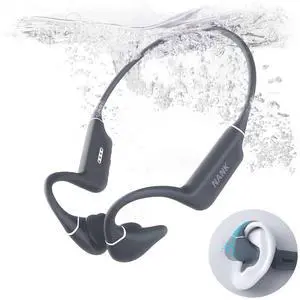 NANK Runner Diver2 Pro Open-Ear Sport Wireless Bluetooth Swimming Headphones, IP69 Waterproof Bone Conduction with 32GB Memory and Built-in Mic, Noise-Canceling, 10-Hour Battery Life - Grey