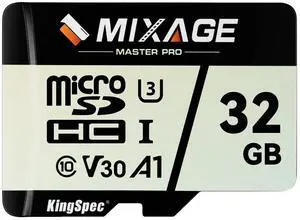 KingSpec MIXAGE 32GB microSDXC Memory Cards, UHS-I, V30, A1, 4K UHD Micro SD Card, Speed Up to 175MB/s, 3D NAND Flash MicroSD 32GB 1 Pack