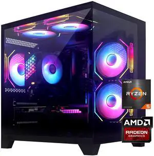 YLZKIX Gaming PC,AMD Ryzen 5 5600 3.5GHz(up to 4.4GHz), Radeon RX 6600/LE 8GB Desktop Computer, 1TB NVMe SSD, 16GB DDR4 3200MHz, ,550W PSU,USB WIFI6&Bluetooth Windows 11 Home & AI Powered Gamer PC