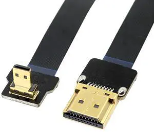 CYFPV Micro HDMI to HDMI Male Extension FPC Flat Cable 1080P 90 Degree Down Angled 0.2M