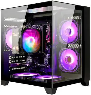 LXZ Gaming PC Desktop,AMD Ryzen 5 5600GT 6-core 12 thread(up to 4.6 GHz),16GB DDR4 3200MHz,1TB NVMe SSD,Supports WiFi 6, RGB Fans,Seaview-style PC case,Prebuilt Gaming PC Tower