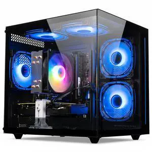 LXZ Gaming PC Desktop, Prebuilt Gaming PC with AMD Ryzen 5 4500 6-Core 12-Thread up to 4.1 GHz, 16GB DDR4 RAM, 512GB NVMe SSD, Radeon RX 6500 XT, WiFi 6, Windows 11 Pro