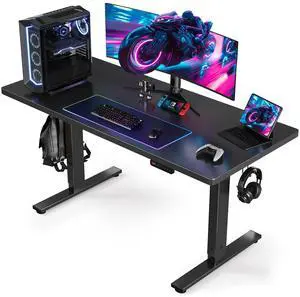SIAGO Electric Standing Desk, Height Adjustable Gaming & Office Desk with Quiet Motor and Cable Management