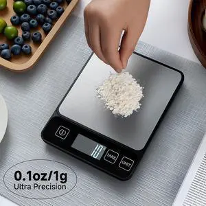 Idealforce USA Digital Kitchen Food Scale 10kg/22lb Capacity with 1g High Precision | Stainless Steel Platform Grams Ounces Pounds Milliliters for Baking Cooking Coffee Meal Prep & Weight Loss