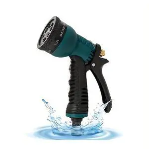Idealforce Heavy Duty Metal Garden Hose Nozzle | 8-Pattern High Pressure Spray Gun with Leak-Proof Seal for Watering, Car Washing, Patio & Yard Cleaning | Ergonomic Rubberized Grip, Adjustable Flow
