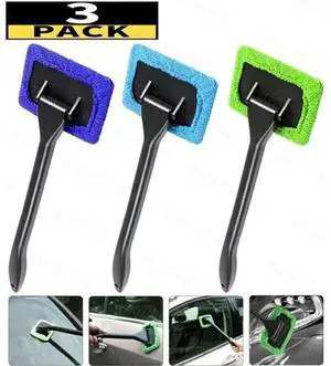 redpepper 3-Pack Microfiber Car Windshield Wiper Cleaning Brush, Window Glass Cleaner Tool, Reusable Auto Detailing Kit