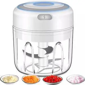 Idealforce USB Electric Garlic Chopper - Portable Onion Mincer Vegetable Chopper, Cordless Meat Grinder, Mini Food Processor Kitchen Gadget