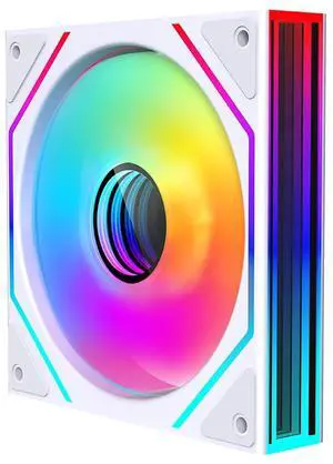 Jungle Leopard Prism4 Ultra 120mm ARGB PC Case Fan - Dual Infinite Mirror, Ultra-Quiet 9-Blade Design, Motherboard Sync & Daisy Chain, RGB Fans for Computer Case and Cooling(White-1Pack)
