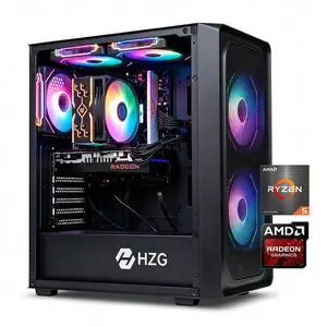 HZG M500 Prebuilt Gaming Desktop PC, AMD Ryzen 5 5600 6-Core, Radeon RX 6600 8GB, 16GB DDR4, 1TB NVMe SSD, Wi-Fi 6, VR Ready, Windows 11