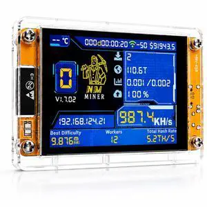 Solo Bitcoin Lottery Miner NerdMiner V2 ESP32 BTC Solo Miner 1000KH/s with 2.8 Inch LCD Smart Display ESP32 Chip Wi-Fi Mining Attempts, Plug and Play Bitcoin Mining Machine for Home Use