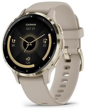 Garmin Venu 3S, Soft Gold Stainless Steel Bezel with French Gray Case and Silicone Band | Smart Watch 010-02785-02