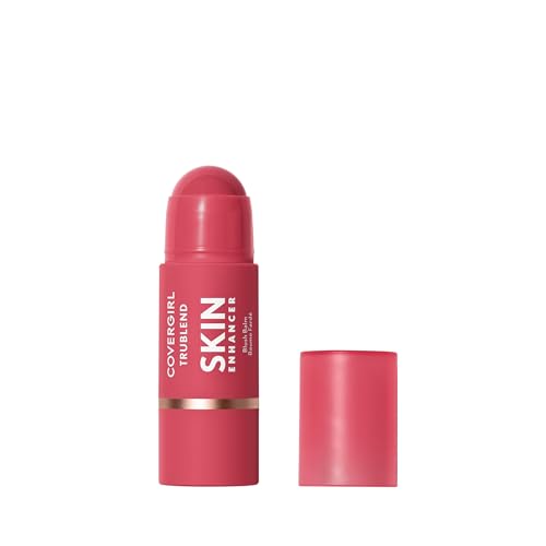 COVERGIRL Trublend Skin Enhancer Blush Balm Stick, Vegan Formula, Easy to Use, Glides on Effortlessly, Non-Greasy, Doesn't Crease - 205 Spiced Rose (Bright, Warm Mauve)