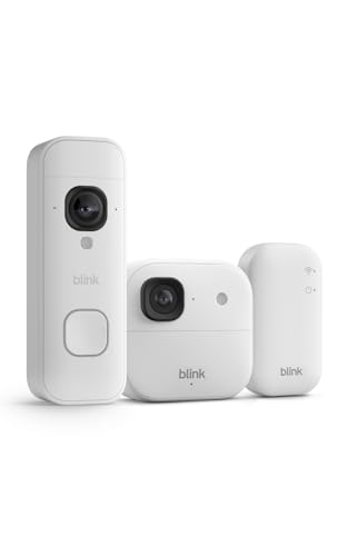 Blink Battery Doorbell 2K+ (newest model) and Outdoor 2K+ (newest model) — Wireless smart security, 2K video, enhanced audio. Sync Module Core included - 1 Camera + Battery Doorbell 2K+ (White)