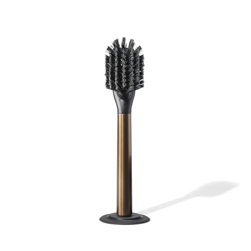 Curio Home Goods Ionic Dish Brush, Magnetized to Stand Upright, Stainless Steel with Replaceable Head, Bronze