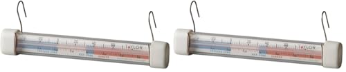 Taylor Kitchen Refrigerator/Freezer Kitchen Thermometer with Magnified Lens, Stainless Steel (Pack of 2)