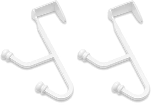 Whitmor Over the Door Double Hook, White (Pack of 2)