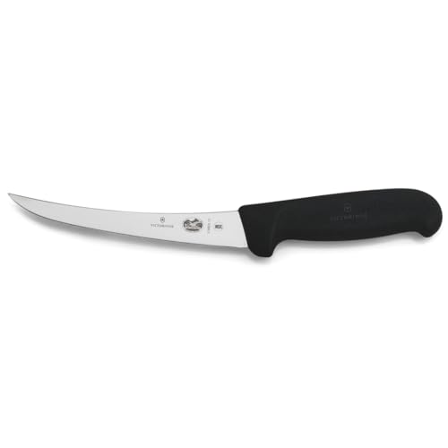 Victorinox Victorinox swiss army cutlery fibrox pro curved boning knife semistiff blade, 5.5 Pound, Black, 6" Boning, Silver/Black