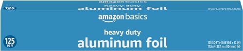 Amazon Basics Heavy Duty Aluminum Foil for Cooking, Grilling, Food Storage, Roasting, 125 Sq Ft (Pack of 1)