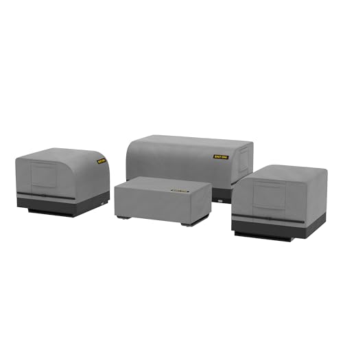 EAST OAK 4 Pieces Patio Furniture Set Cover, 600D Heavy-Duty Fabric, Waterproof, Dustproof and All-Weather Resistant, Outdoor Loveseat Cover, 2 Single Sofa Cover, Coffee Table Cover Included, Grey