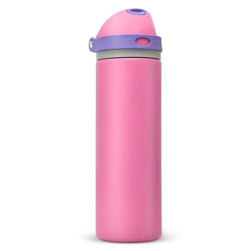 XccMe 24 oz Insulated Water Bottle with Straw,Stainless Steel Leak Proof Water Bottle,2-in-1 Lid with One-Touch Flip Lid & Straw,Keep Cold All Day for School,Travel,Gym,Camping,Sports,Pink