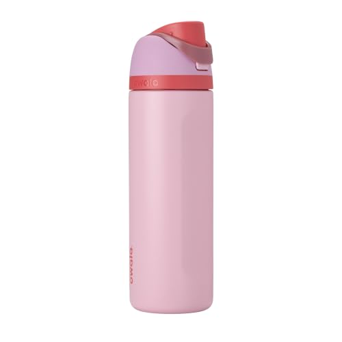 Owala FreeSip Insulated Stainless Steel Water Bottle with Straw for Sports and Travel, BPA-Free Sports Water Bottle, 24 oz, Angel Food Cake