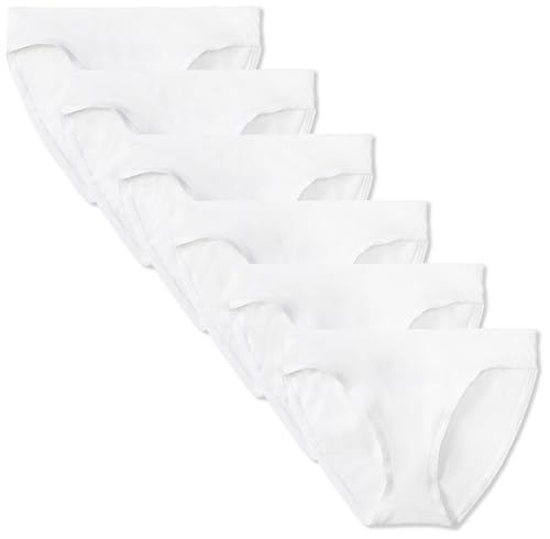 Amazon Essentials Women's Breathable Cotton Bikini Brief Underwear with Full Coverage, Pack of 6, White, 3X