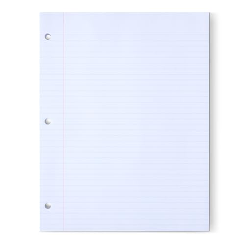 Amazon Basics College Ruled Loose Leaf Paper, 11" x 8.5", 150 Sheets, White, No Binding, 1-Pack