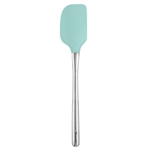 Tovolo Flex-Core Silicone Spatula Metal Handle for Scraping Bowls Mixing and Baking, Dishwasher Safe Stainless Steel Silicone Spatula for Cast Iron and Nonstick Cookware, Aqua Seafoam Green