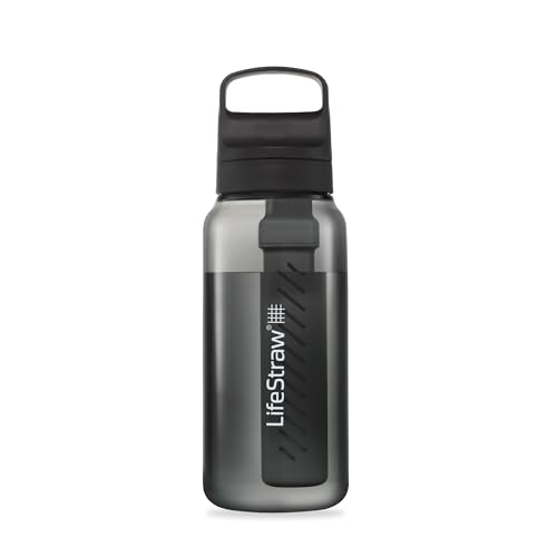 LifeStraw Go Series – BPA-Free Water Filter Bottle for Travel and Everyday Use, Removes Bacteria, Parasites and Microplastics, Improves Taste, 1L Nordic Noir