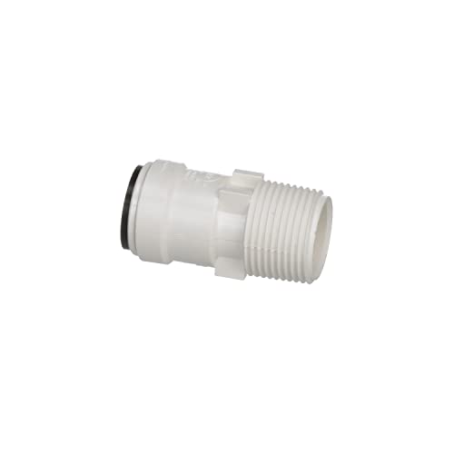 Watts 3501-1012 AquaLock Plastic Series, 1/2" CTS x 3/4" NPT Off-White Lead-Free Polysulfone Male Adapter Connector, O-Ring, Quick Push-to-Connect Design, Tool-Free Installation