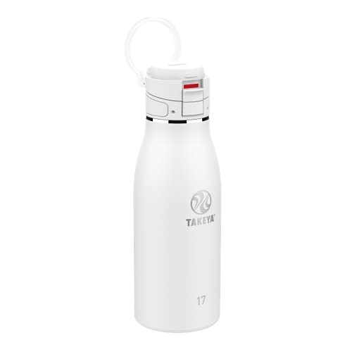 Takeya Traveler Leakproof Coffee Mug - Carrying Loop - Insulated Drinkware for Everyday Use - Durable & Portable with Spill-Proof Design - 17 oz, Arctic White