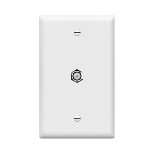 ENERLITES Coax Wall Plate, 1-Port, F-Type F81 Coupler Connector for Coaxial Television Cable, 1-Gang 4.50" x 2.76",6601-W, White