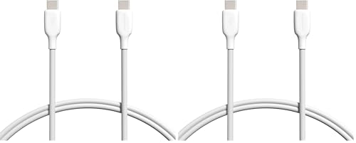 Amazon Basics USB-C to USB-C 2.0 Fast Charging Cable, 480Mbps Speed, USB-IF Certified, for Apple iPhone 16/15, iPad, Samsung Galaxy, Tablets, Laptops, 3 Foot, White (Pack of 2)