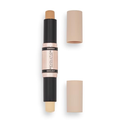 Revolution Beauty London, Fast Base Contour Stick, Dual Ended, Sculpts & Defines Face, Lightweight, Blendable, Light, 2 X 0.15 Oz