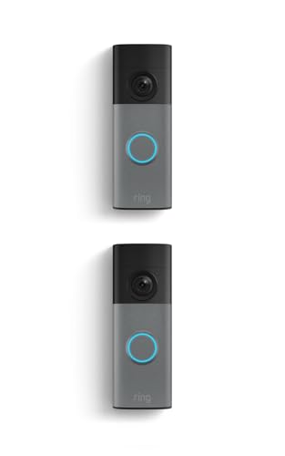 Ring Battery Doorbell (newest model), Retinal 2K with wide-angle video, up to 6x Enhanced Zoom, Two-Way Talk, and Built-In Battery, 2-pack Speckled Gray