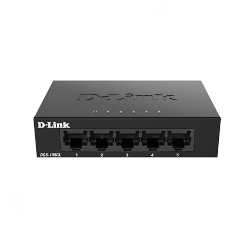 D-Link Ethernet Switch, 5 Port Gigabit Unmanaged Desktop Plug and Play Sturdy Metal Housing Fanless Design EEE (DGS-105GL-V2)