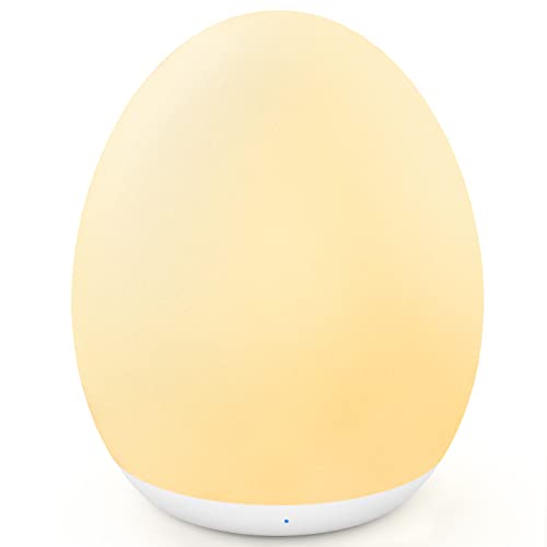 MediAcous Night Light for Kids, Baby Egg Light for Nursery, 7 Colors Changing & Stepless Dimming, Soft Silicone Touch Night Lamp with 1 Hour Timer, Rechargeable Nursery Night for Breastfeeding